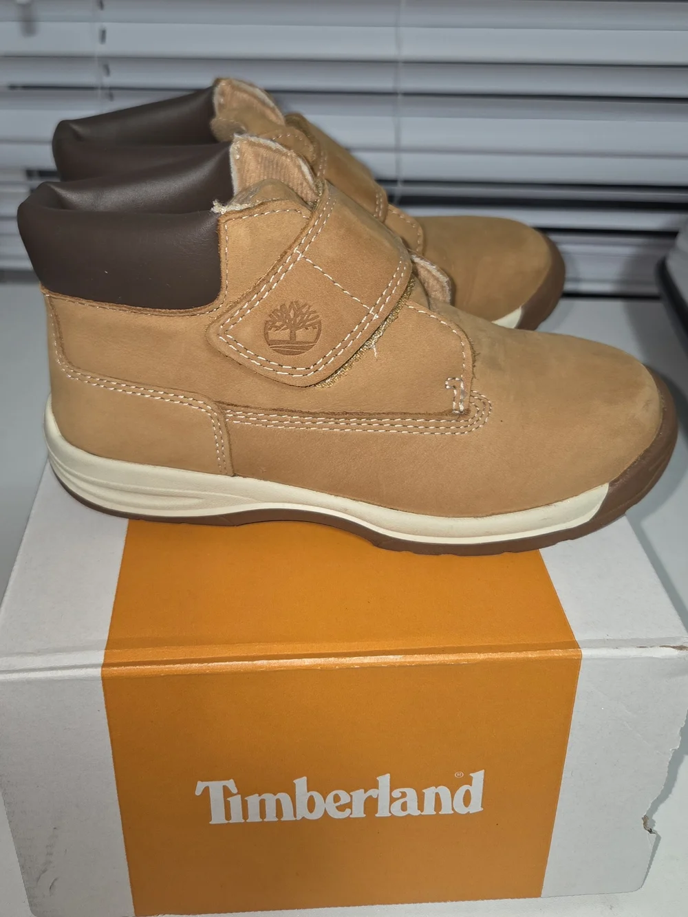 Timberland Kids' Wheat Brown Hook-and-Loop Boots